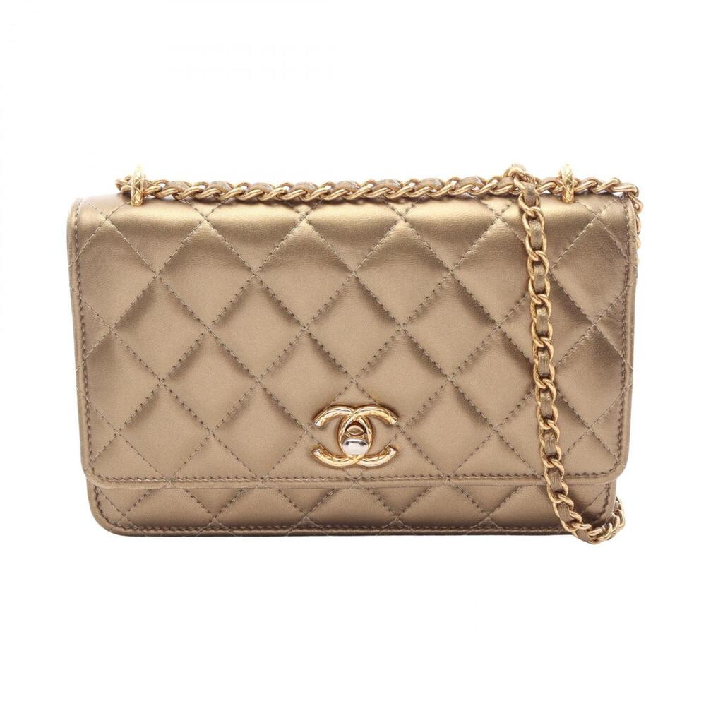 Chanel MatelassΓ© Shoulder Bag/Handbag, Lambskin Leather, Women's, Gold Tone, ...